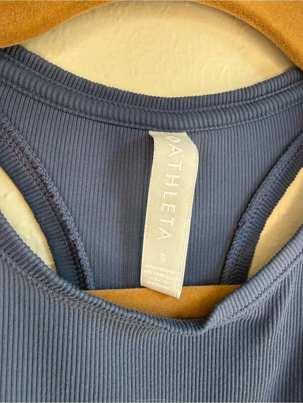 Athleta Slate Blue Ribbed Racerback Crop Tank - Picture 3 of 4